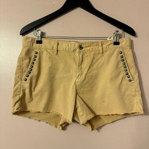 Lucky Brand Shorts Women's Sienna Chino Stretch Khaki Distressed Beige Size 28